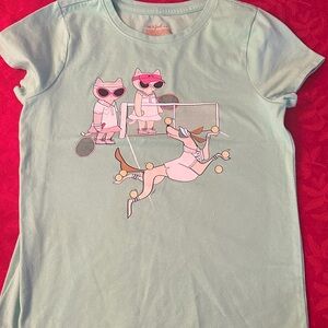 Cat & Jack Lime Green Kids Tennis Cats Tee